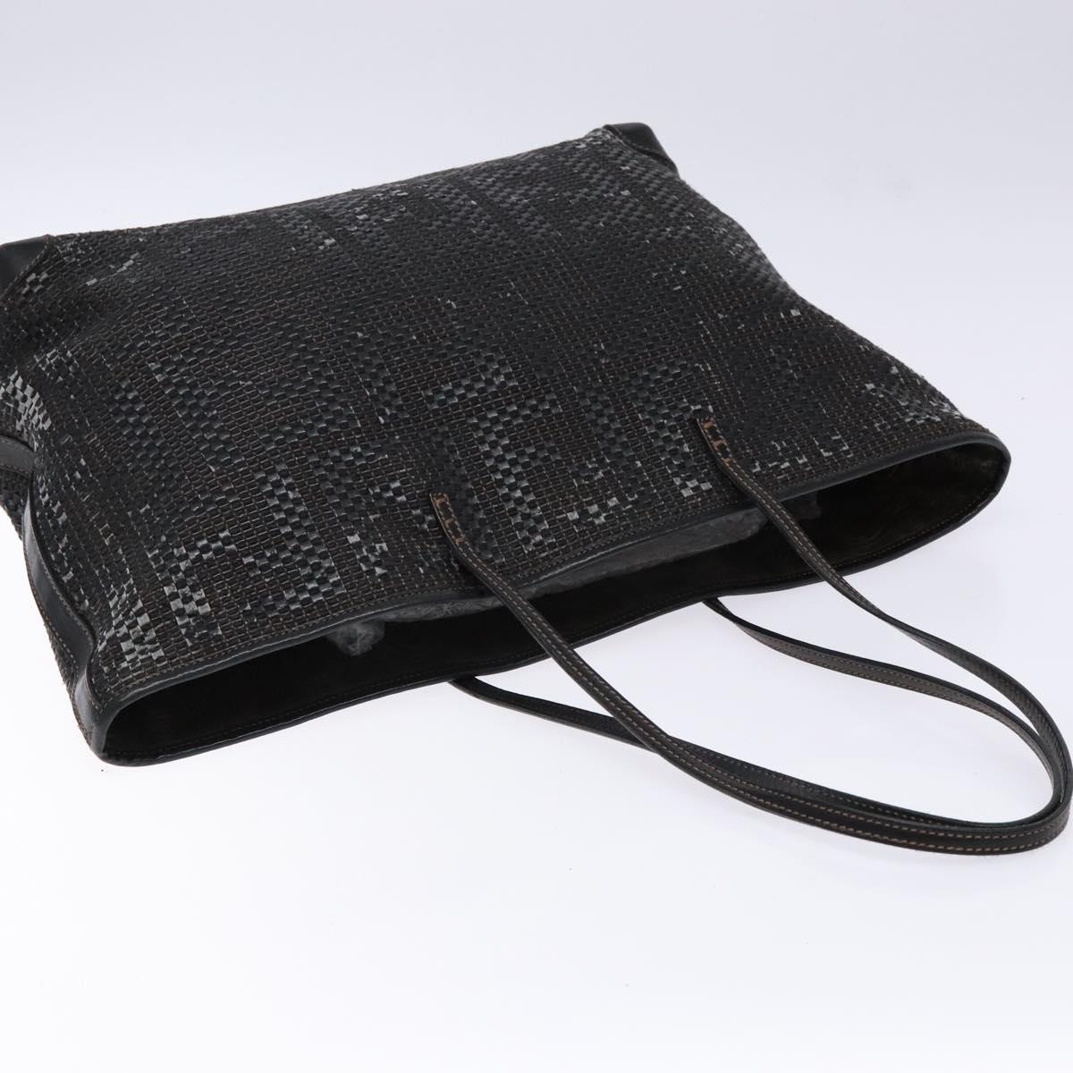 FENDI Zucca Canvas Tote Bag Black Champagne Gold Auth hk2949