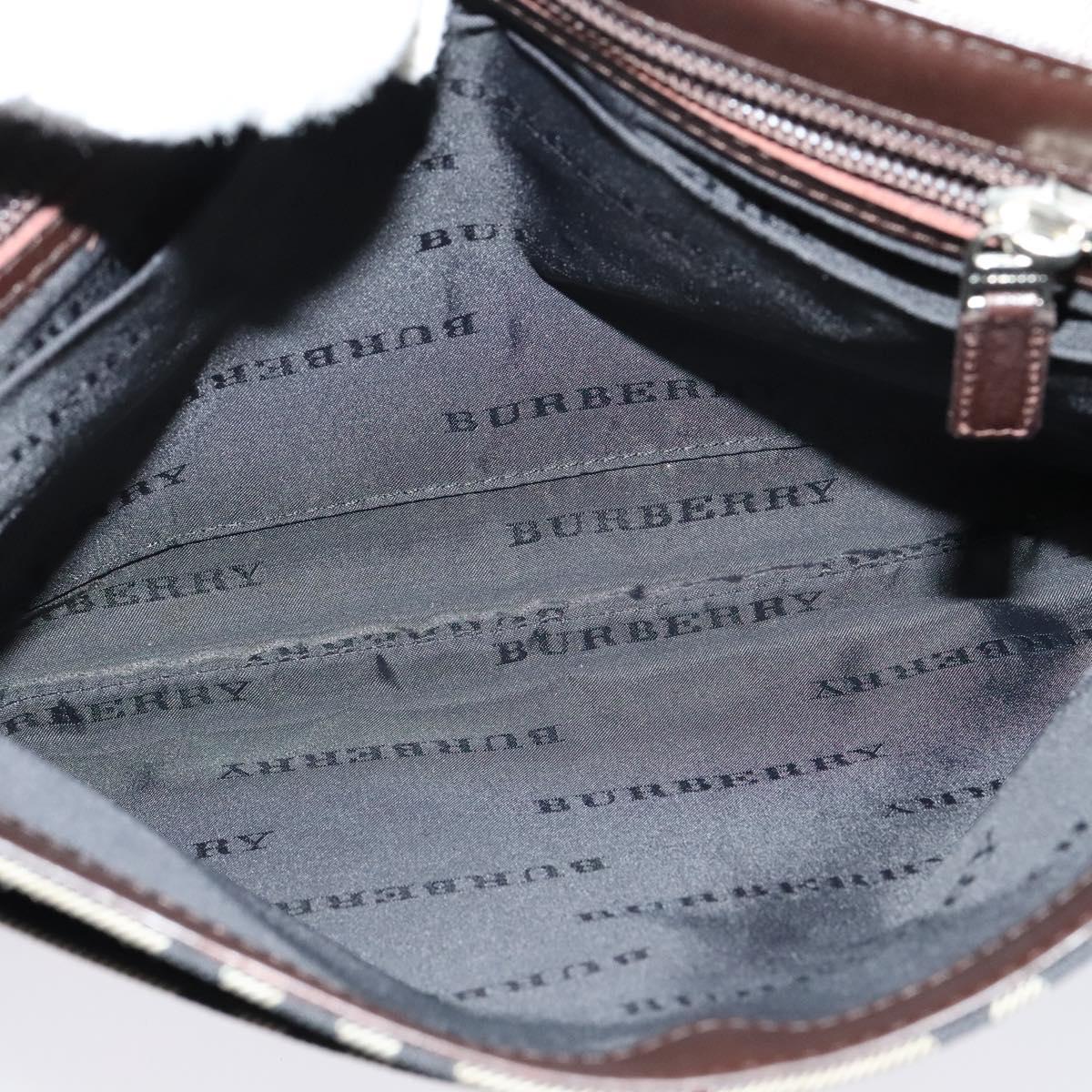 BURBERRY Nova Check Shoulder Bag Nylon Beige Silver Auth hk2950