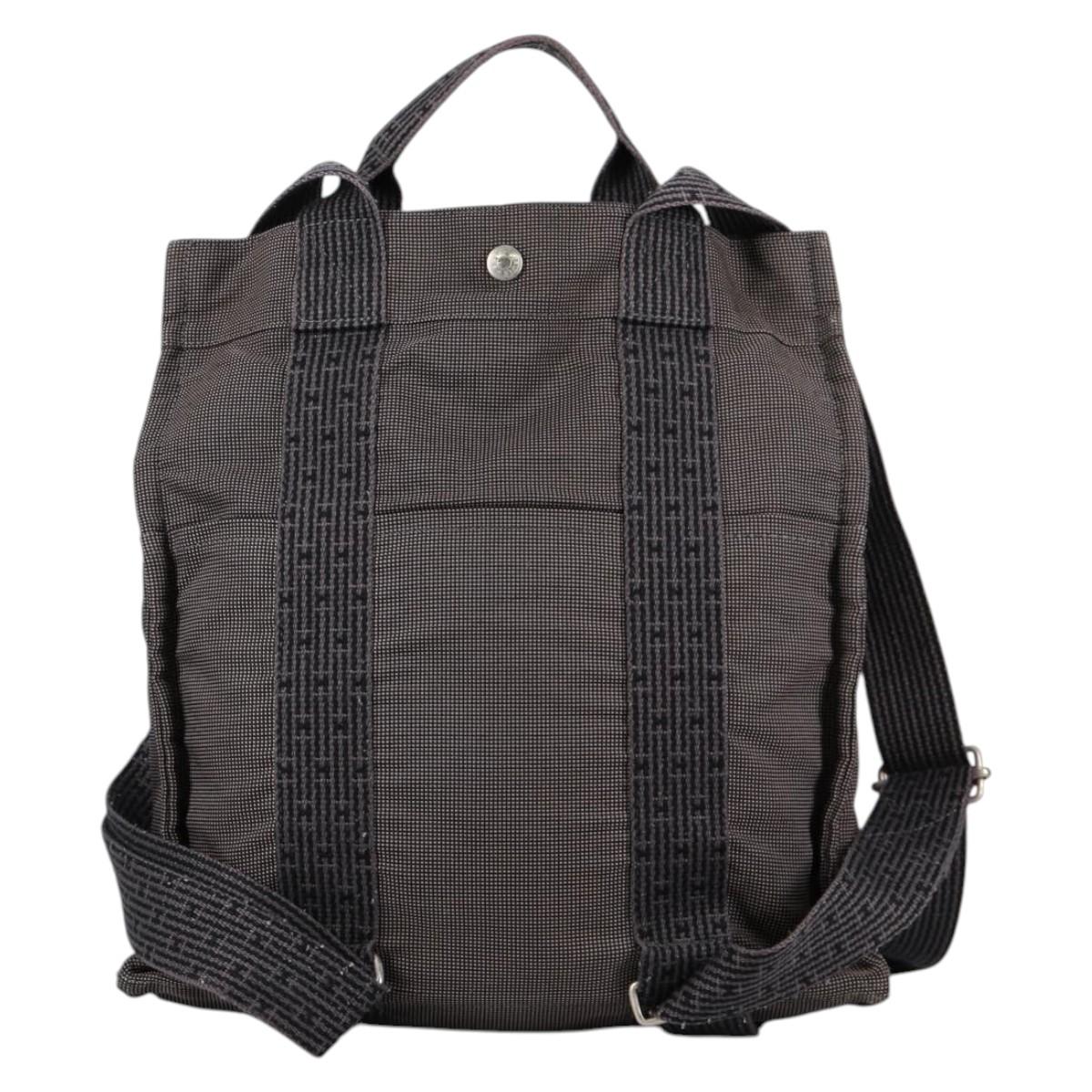 HERMES Her Line A Dos MM Backpack Canvas Gray Silver Auth hk2953