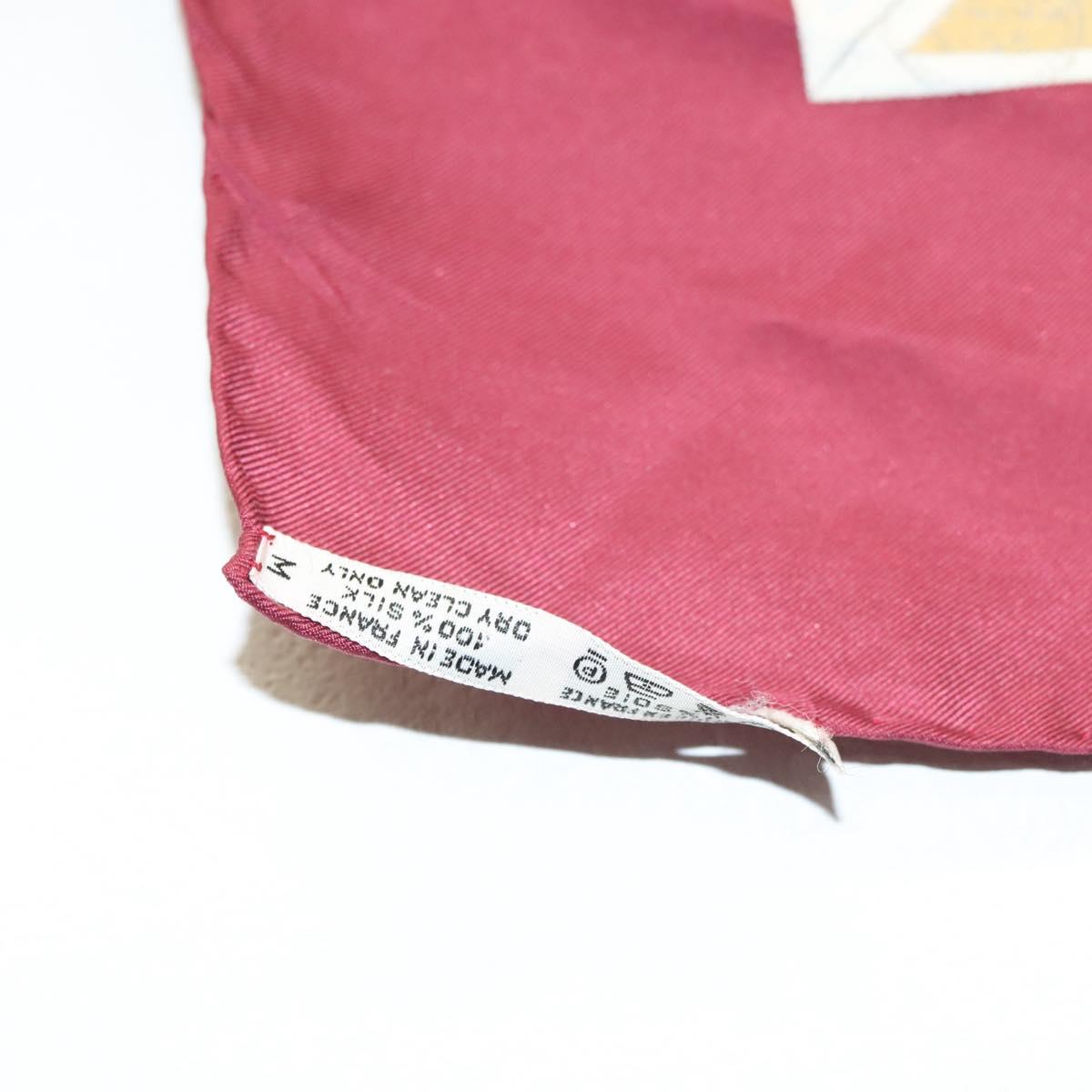 HERMES Carre 90 Scarf ""CORRESPONDANCE"" Silk Bordeaux Auth hk2956
