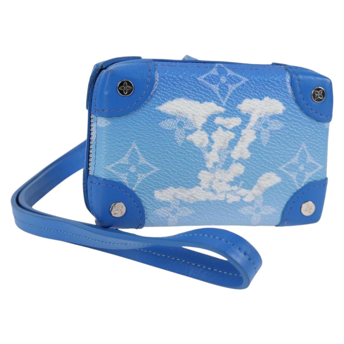 LOUIS VUITTON Monogram Clouds Trunk Necklace Wallet Blue M45440 Auth hk2959M