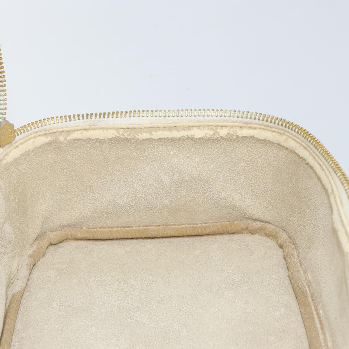 CHANEL COCO Mark vanity Pouch Caviar Skin White Gold CC Auth hk2965