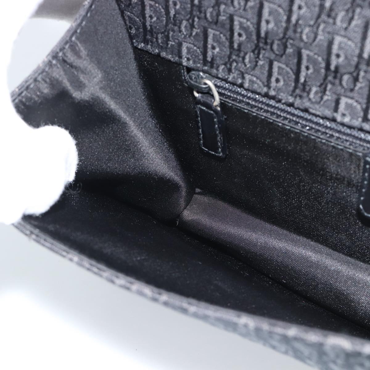 Christian Dior Trotter Canvas Shoulder Bag Black Silver Auth hk2968A
