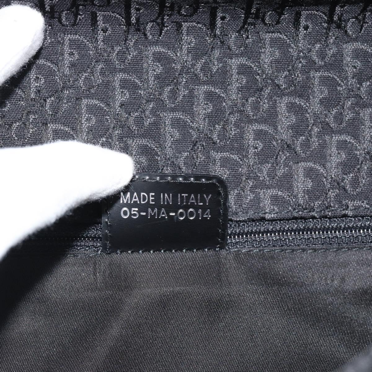Christian Dior Trotter Canvas Shoulder Bag Black Silver Auth hk2968A
