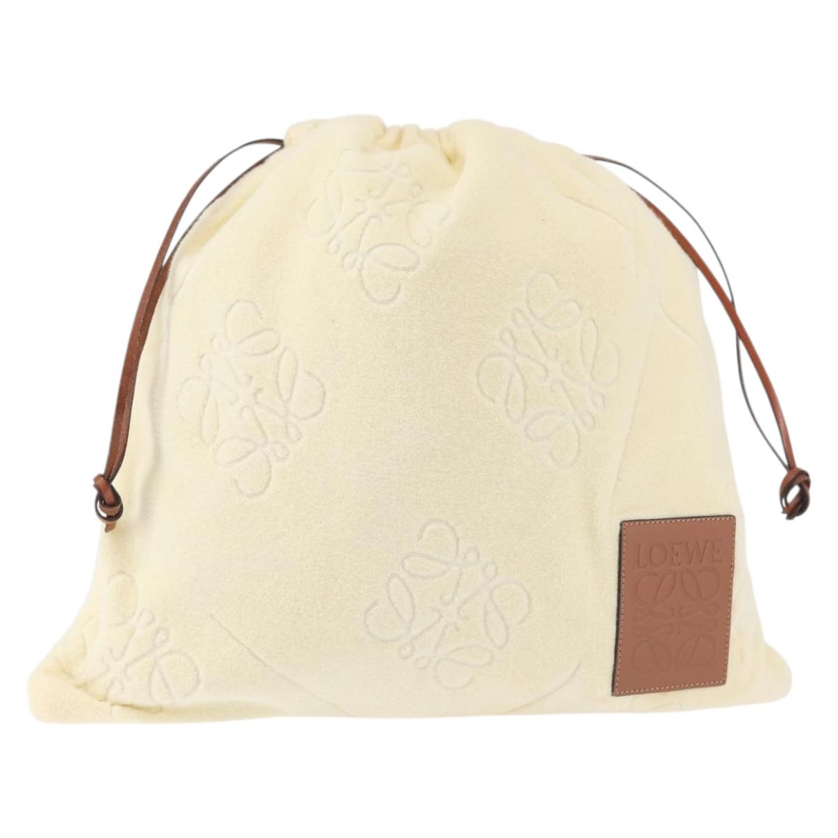 LOEWE Anagram Drawstring Pouch Pile Beige Auth hk2976
