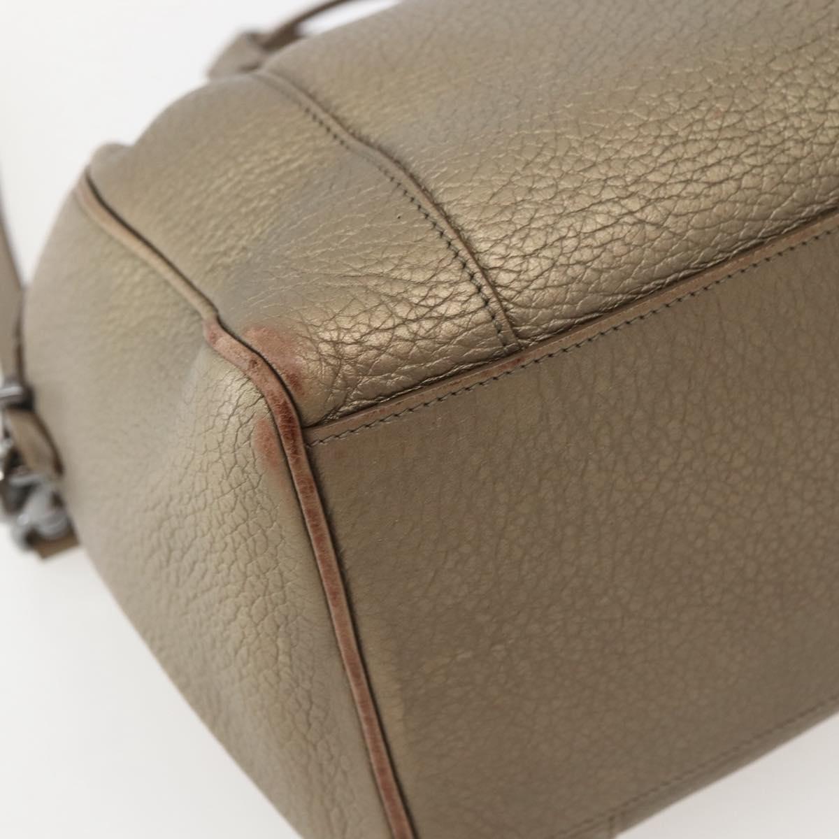 LOEWE Anagram Hand Bag Leather 2way Gold Auth hk2980