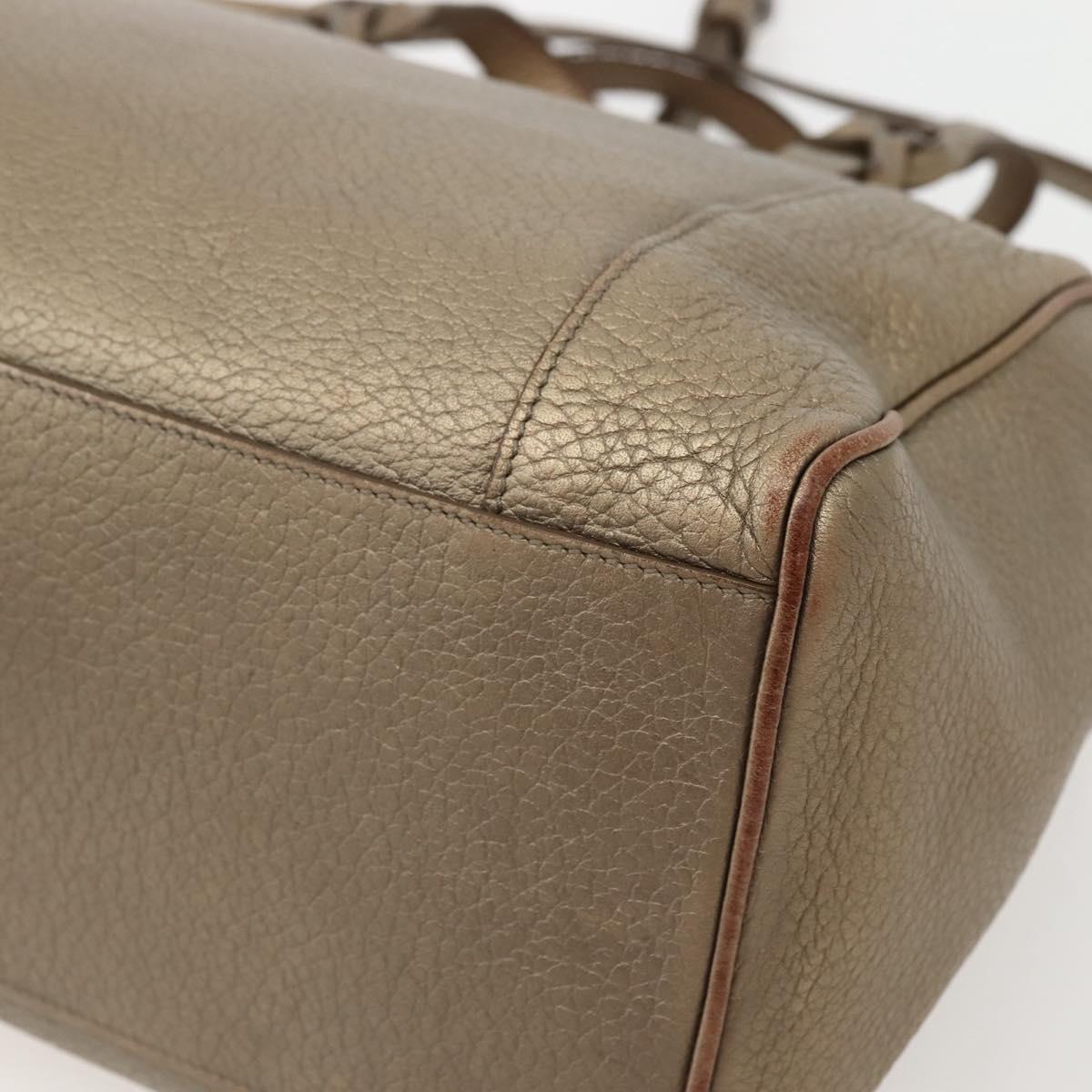 LOEWE Anagram Hand Bag Leather 2way Gold Auth hk2980