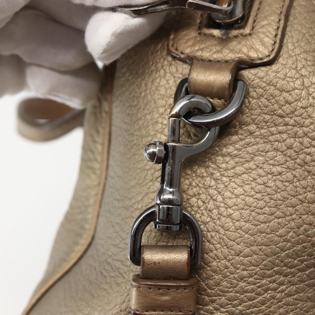 LOEWE Anagram Hand Bag Leather 2way Gold Auth hk2980