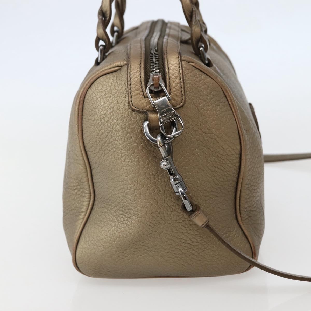 LOEWE Anagram Hand Bag Leather 2way Gold Auth hk2980