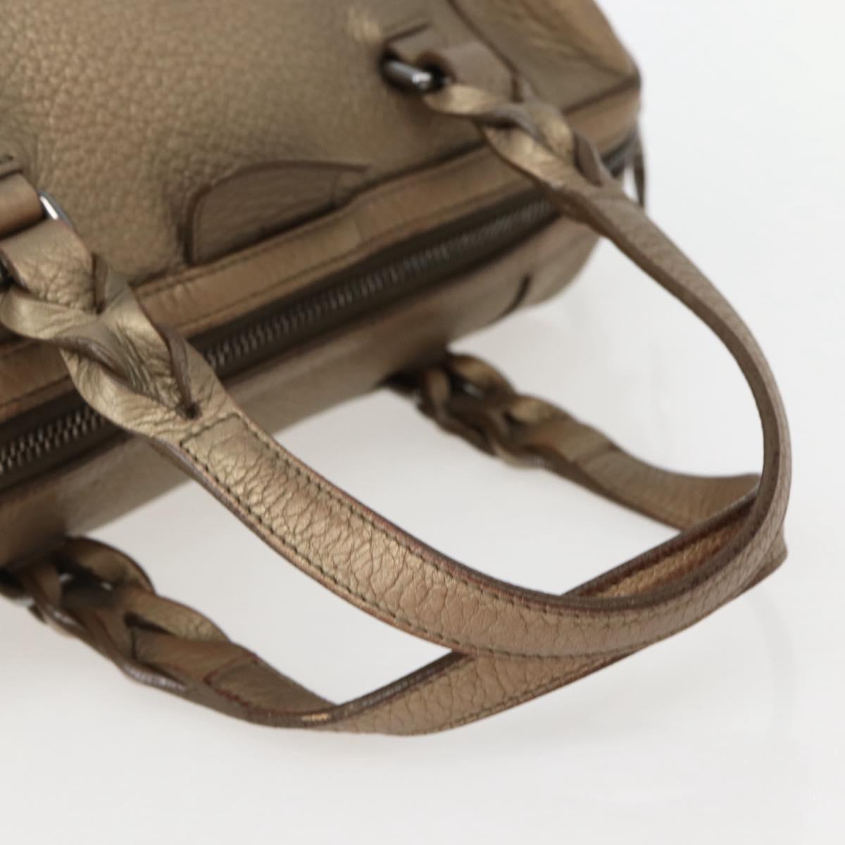 LOEWE Anagram Hand Bag Leather 2way Gold Auth hk2980