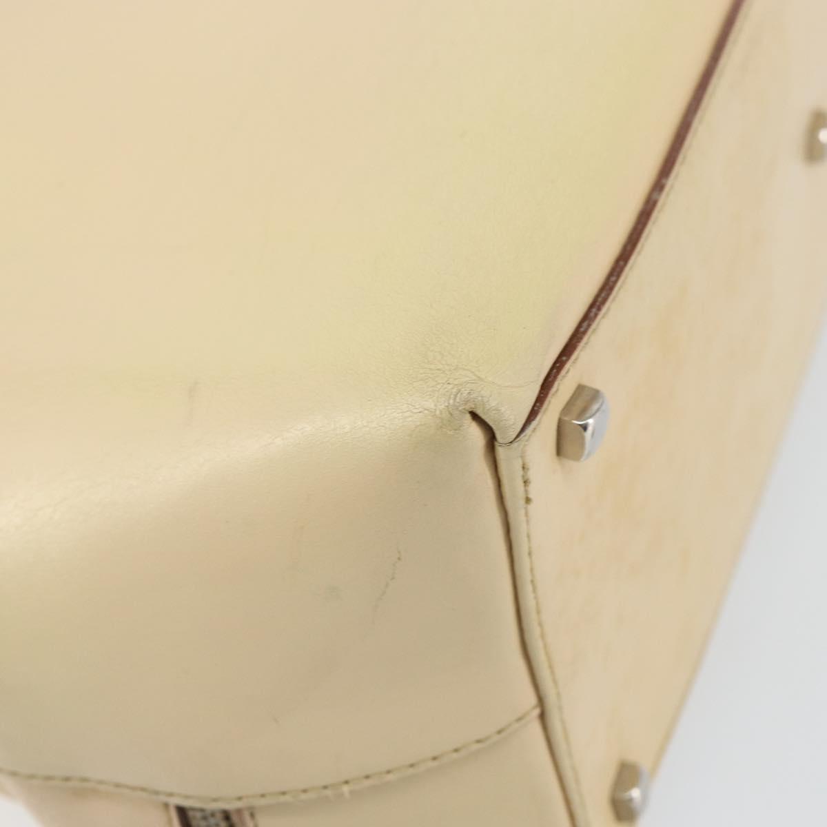 Salvatore Ferragamo Gancini Hand Bag Leather Beige Silver Auth hk2982