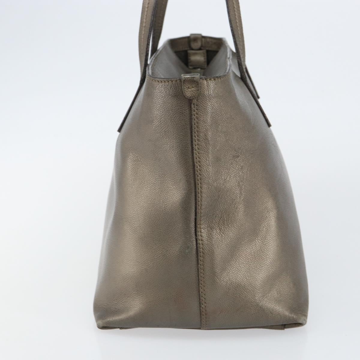 Salvatore Ferragamo Gancini Tote Bag Leather Beige Silver Auth hk2986
