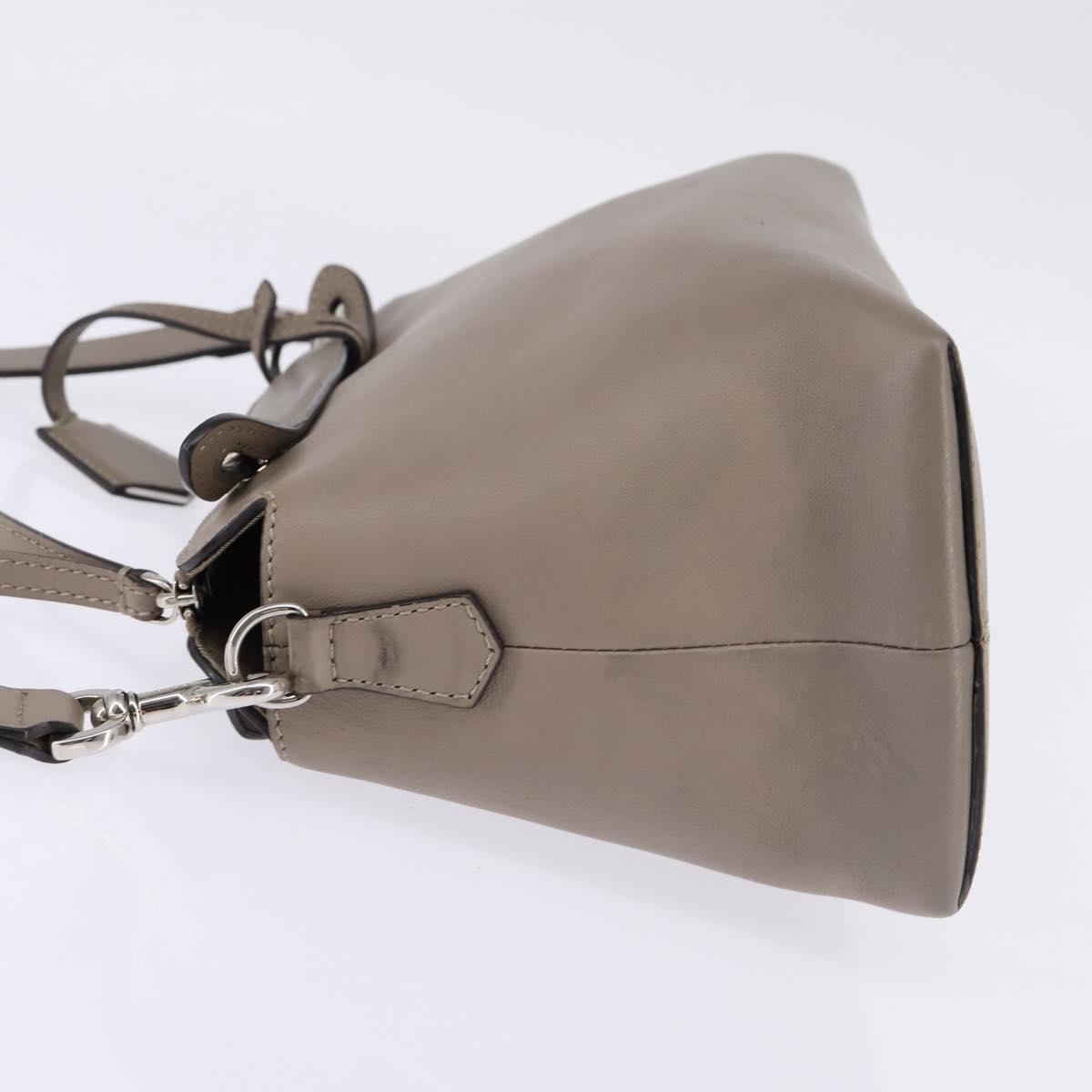 FENDI By The Way Hand Bag Leather 2way Beige Silver Auth hk2988