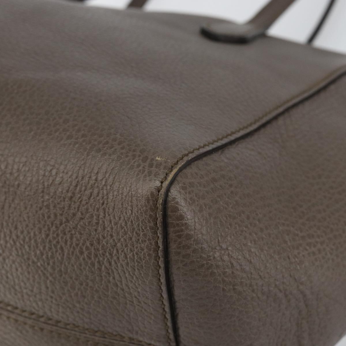 GUCCI Tote Bag Leather Gold Gray 354408 Auth hk2995