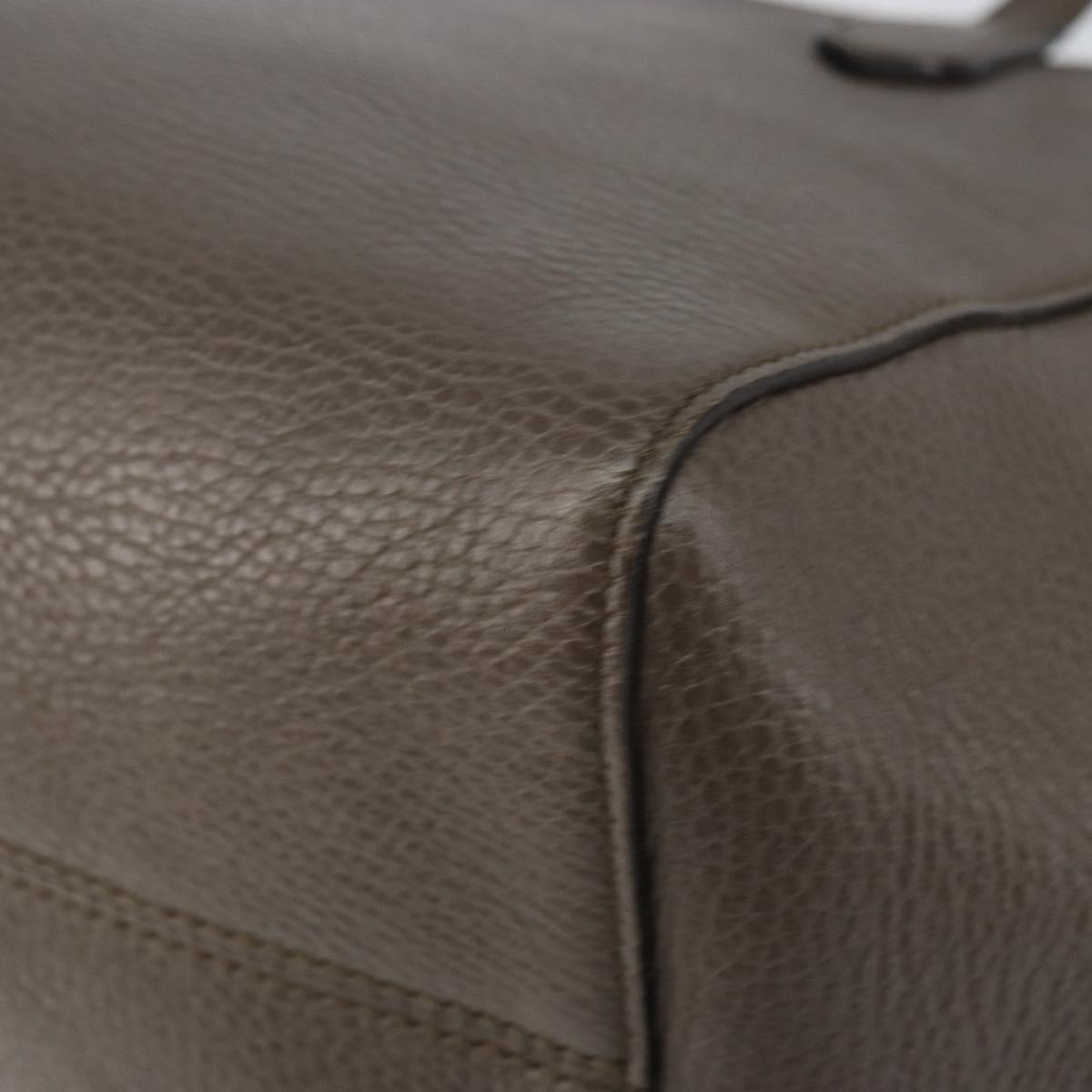 GUCCI Tote Bag Leather Gold Gray 354408 Auth hk2995