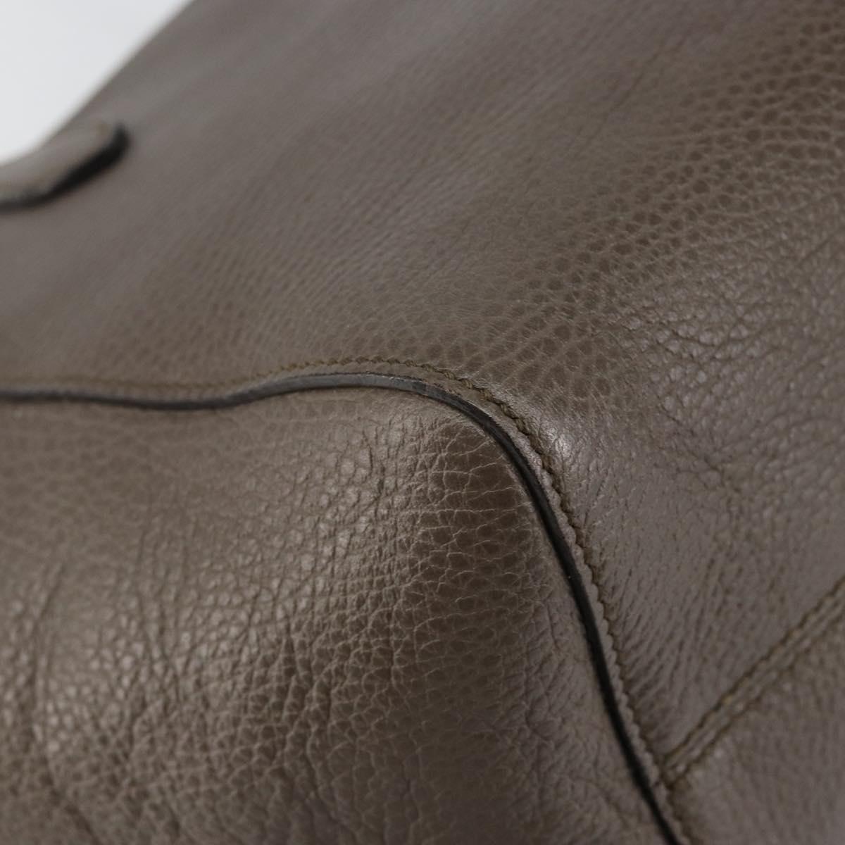 GUCCI Tote Bag Leather Gold Gray 354408 Auth hk2995
