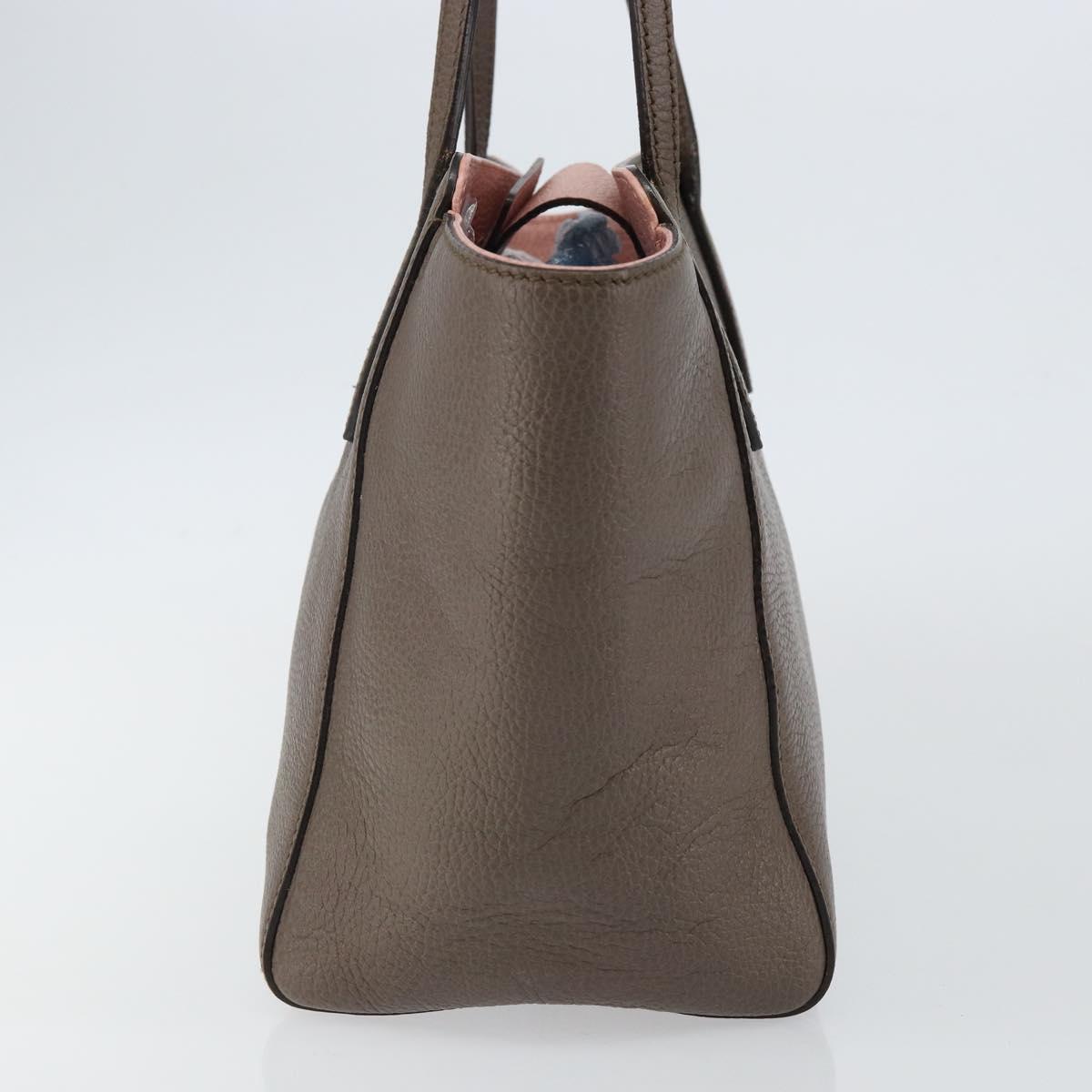 GUCCI Tote Bag Leather Gold Gray 354408 Auth hk2995