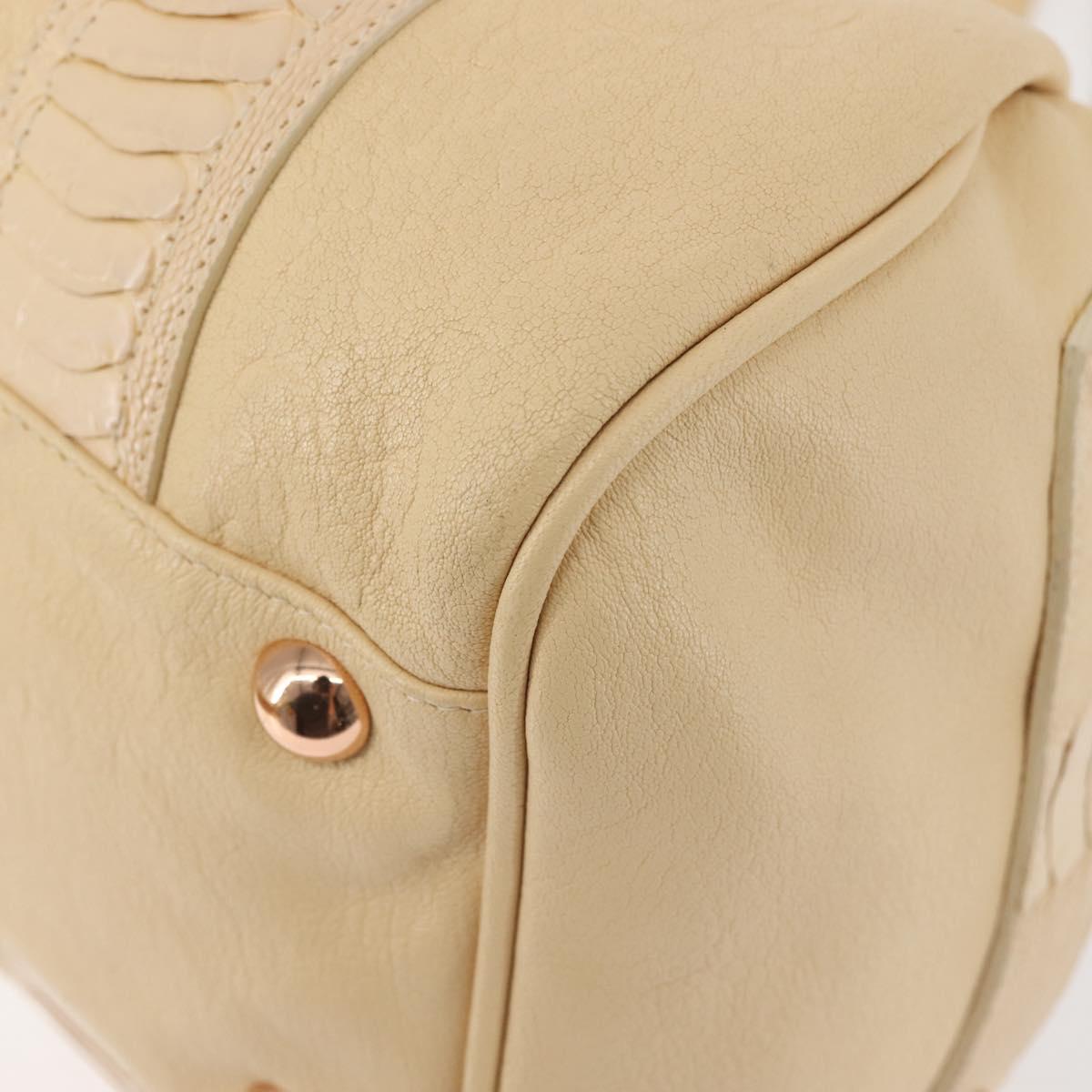 BALENCIAGA Hand Bag Leather Beige Gold Auth hk3005