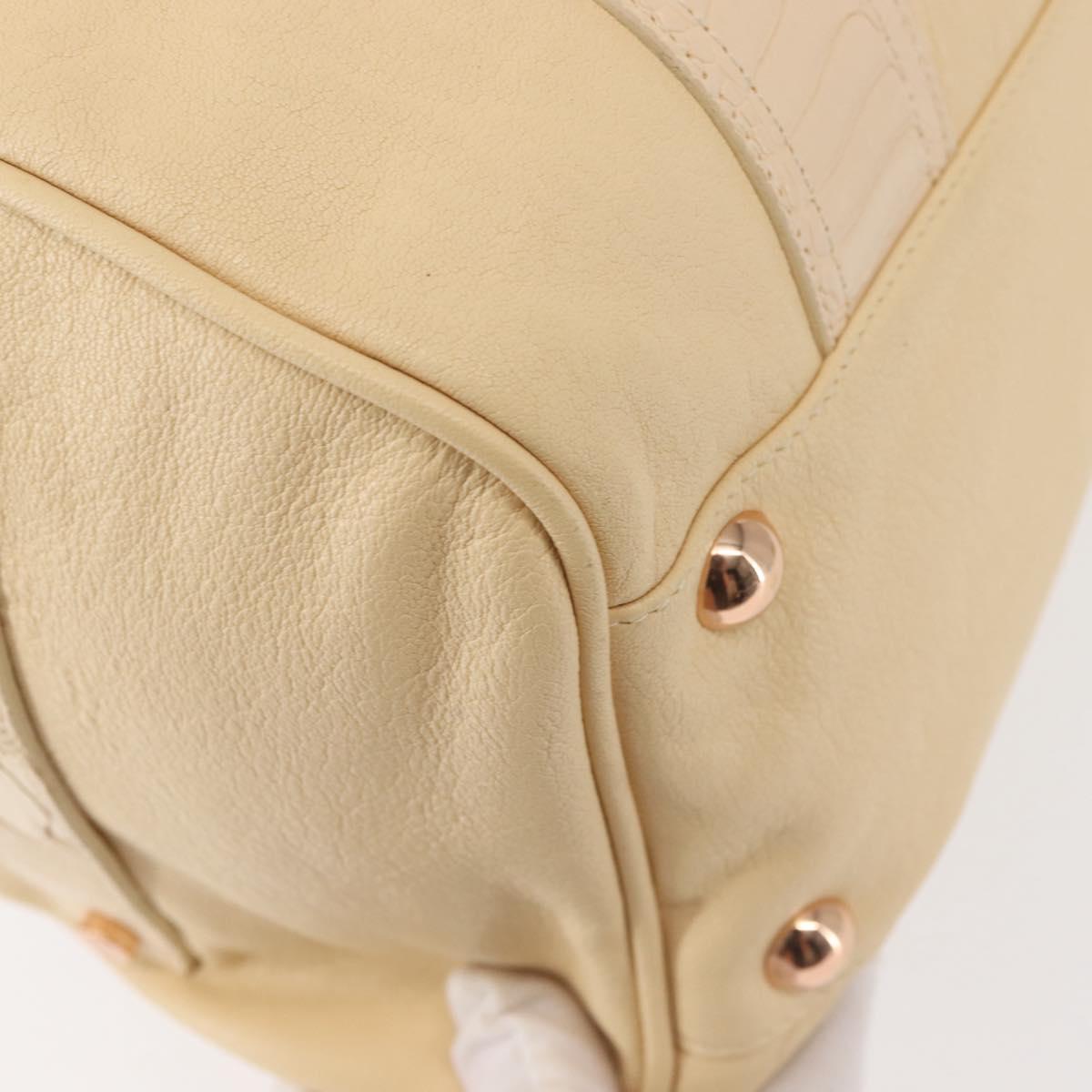BALENCIAGA Hand Bag Leather Beige Gold Auth hk3005