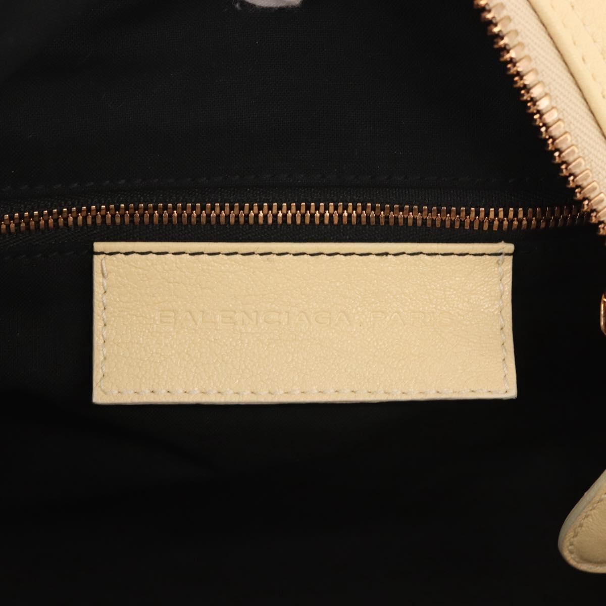 BALENCIAGA Hand Bag Leather Beige Gold Auth hk3005