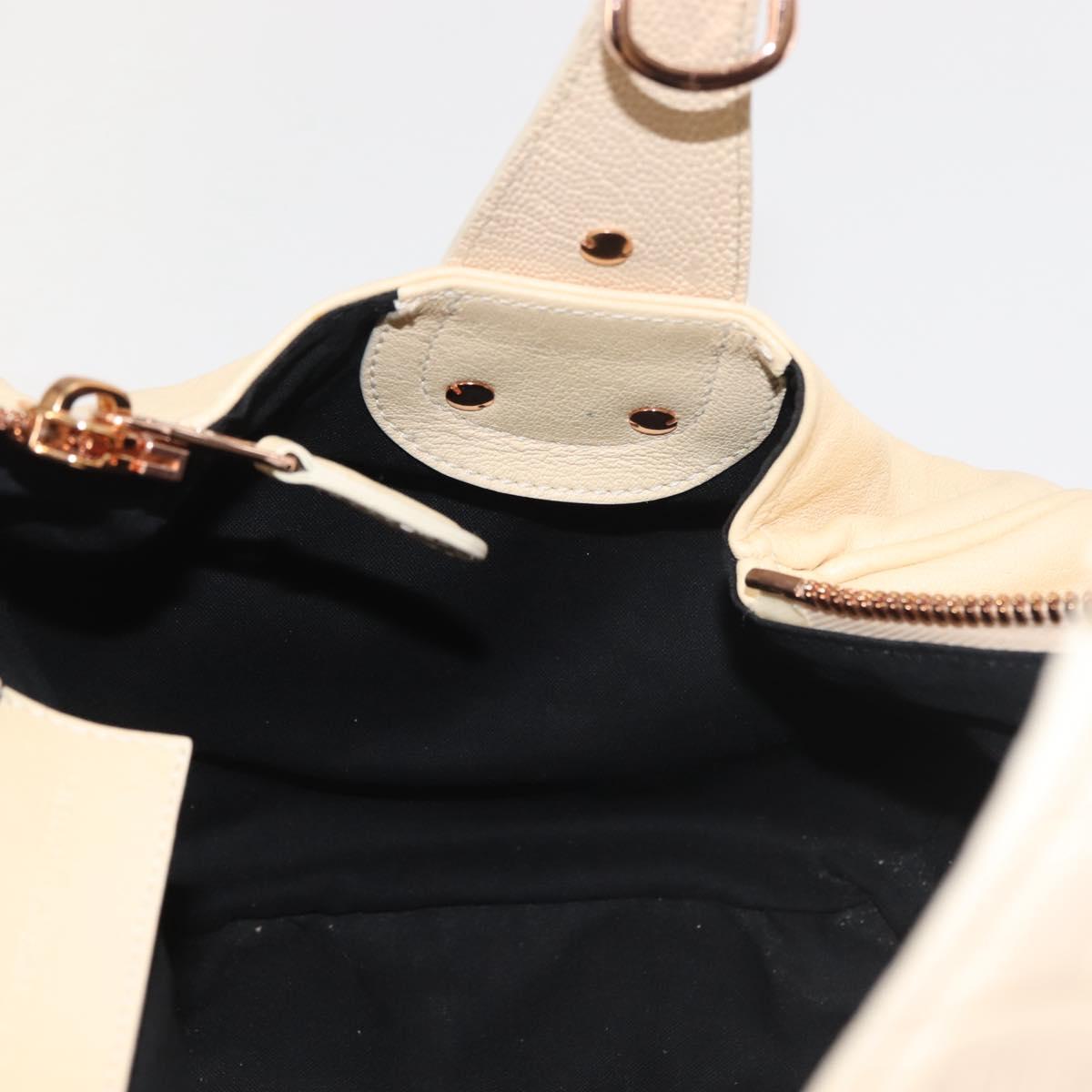 BALENCIAGA Hand Bag Leather Beige Gold Auth hk3005