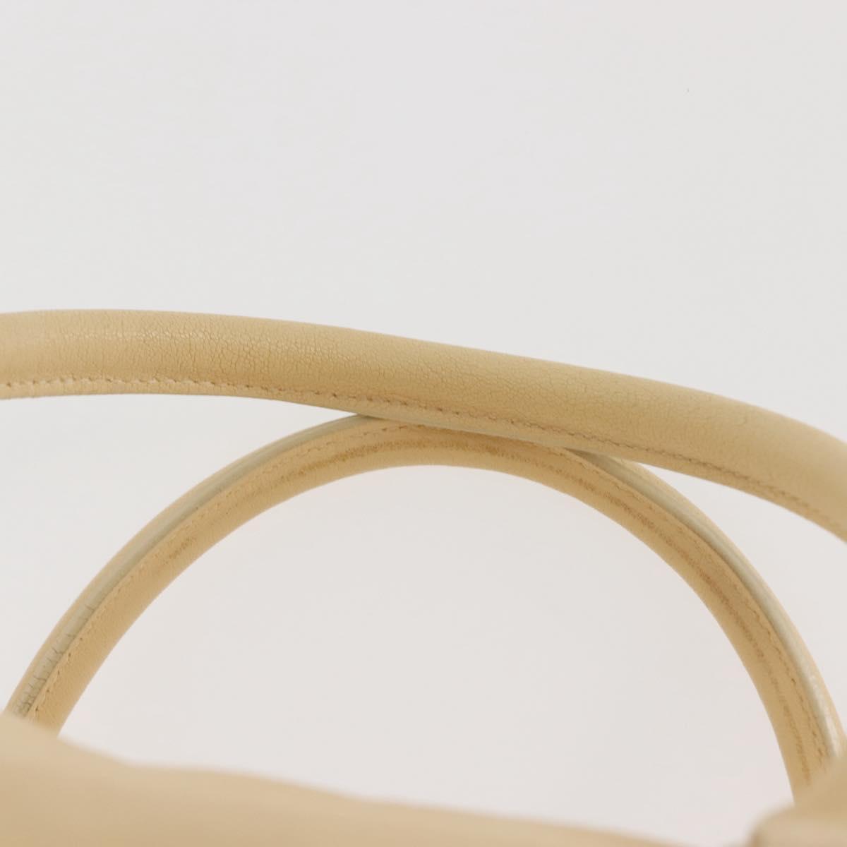 BALENCIAGA Hand Bag Leather Beige Gold Auth hk3005