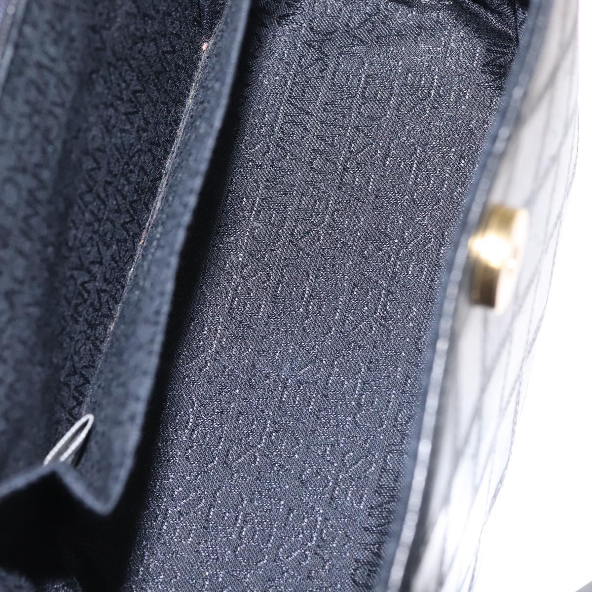 Gianni Versace Vanity Hand Bag Leather 2way Black Gold Auth hk3006