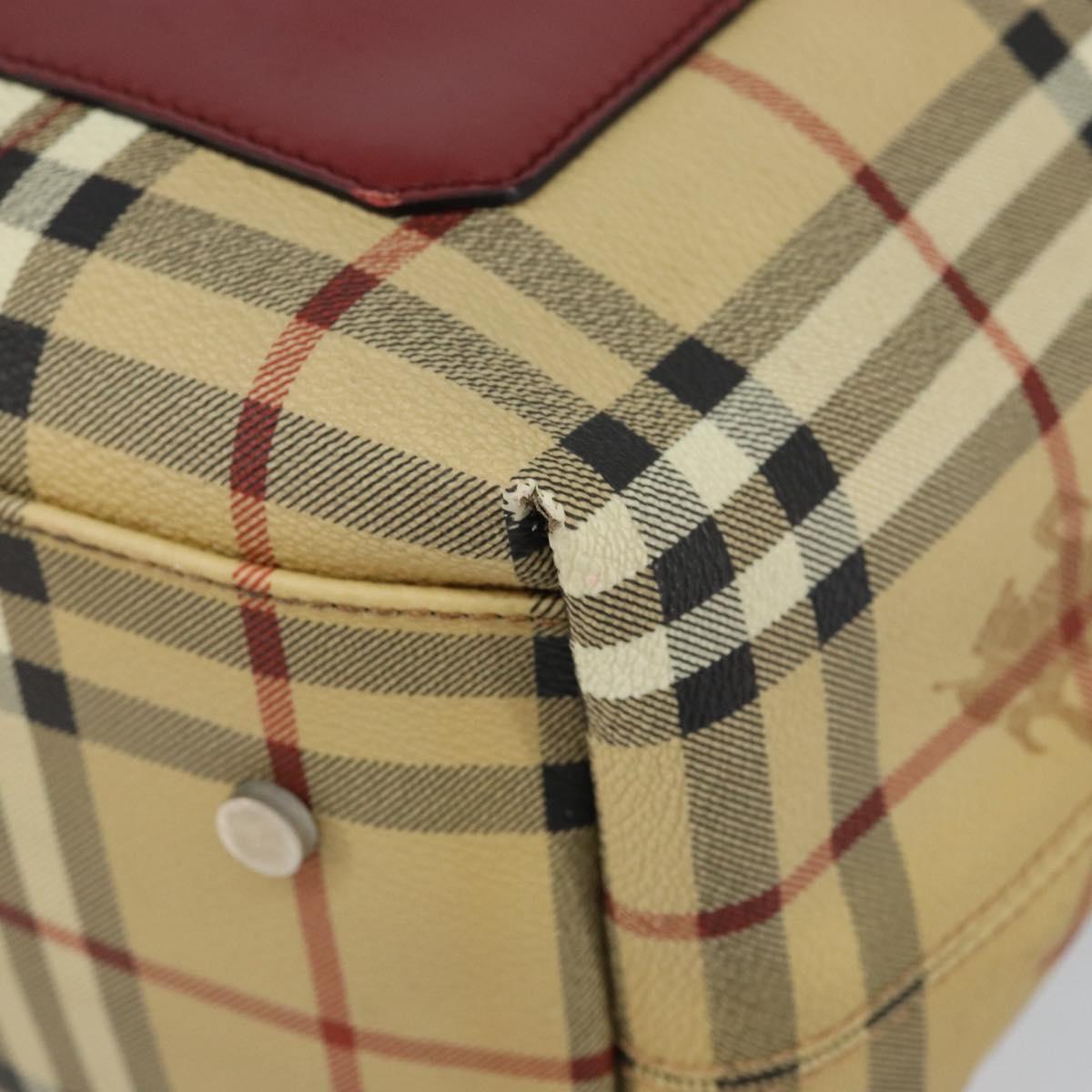 BURBERRY Nova Check Shoulder Bag PVC Beige Auth hk3007