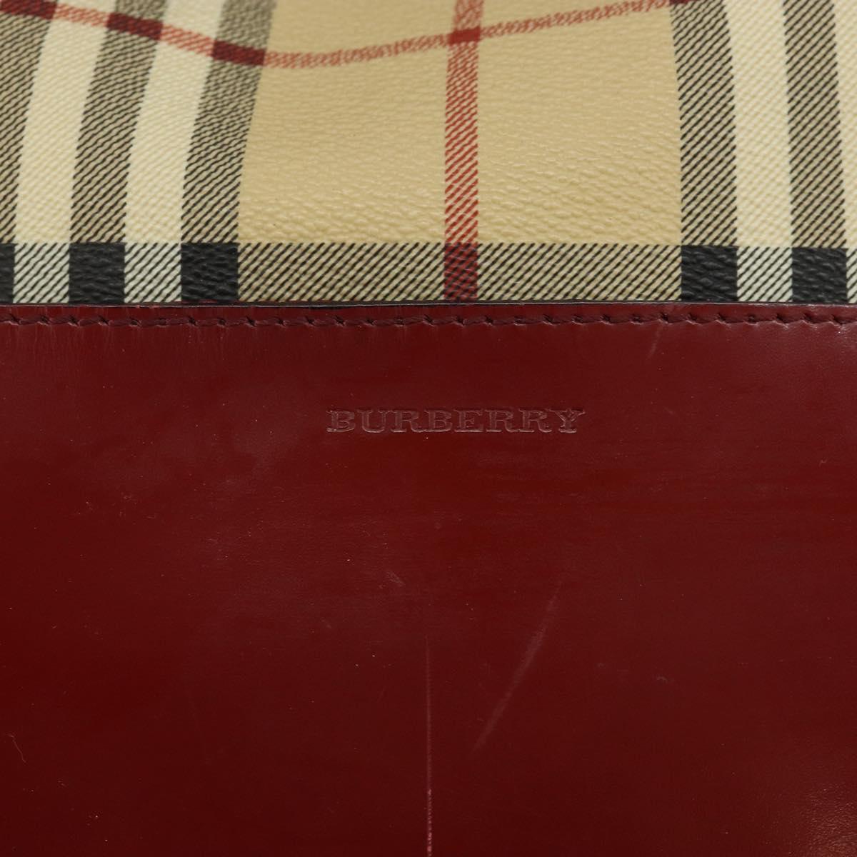 BURBERRY Nova Check Shoulder Bag PVC Beige Auth hk3007