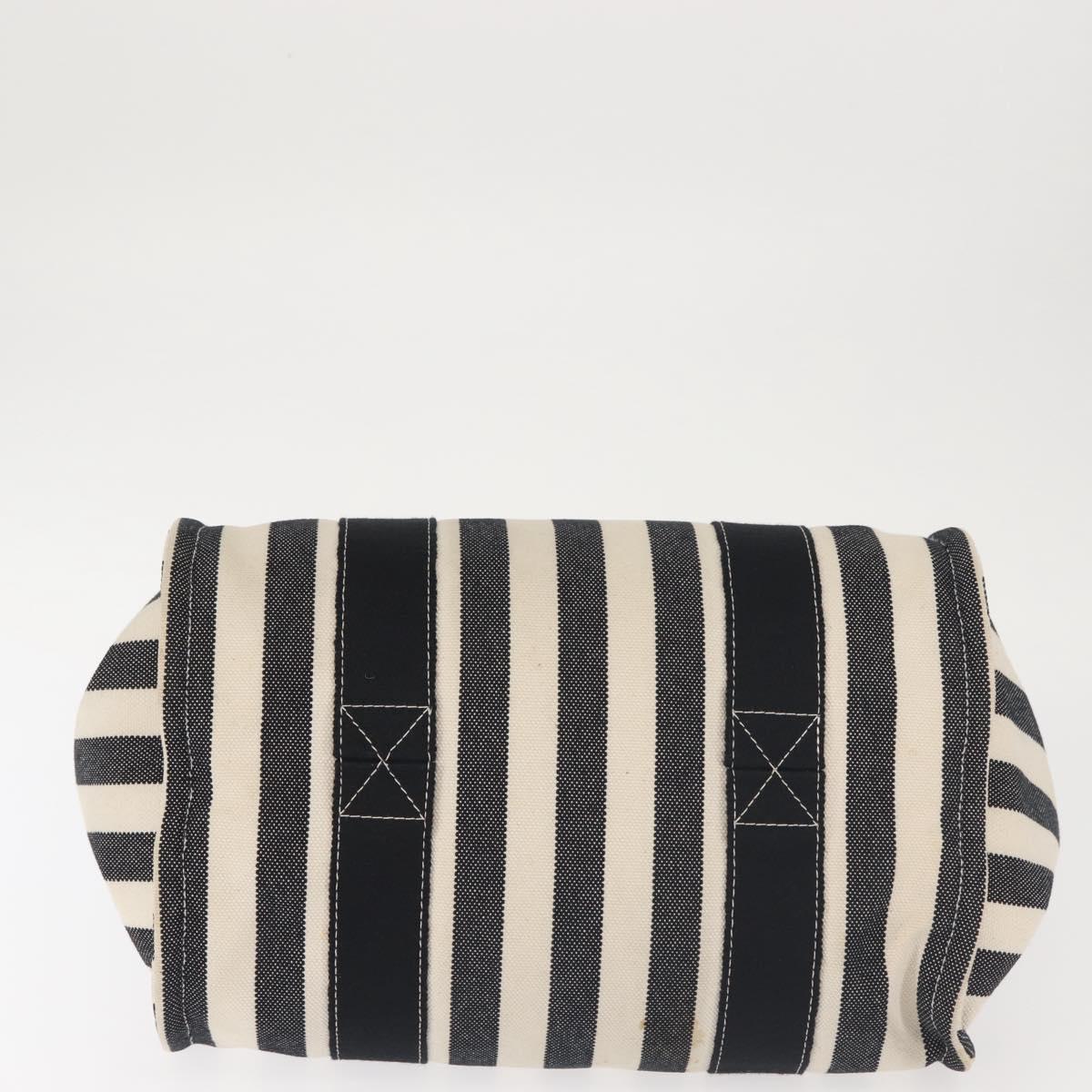 HERMES Cannes PM Hand Bag Canvas White Black Auth hk3009