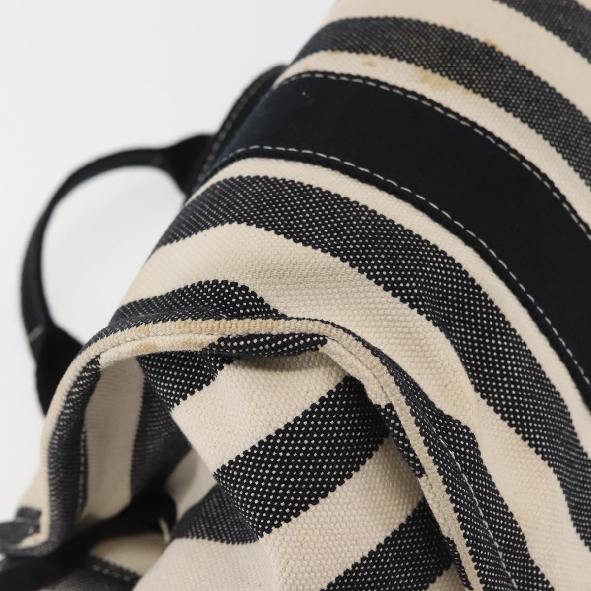 HERMES Cannes PM Hand Bag Canvas White Black Auth hk3009