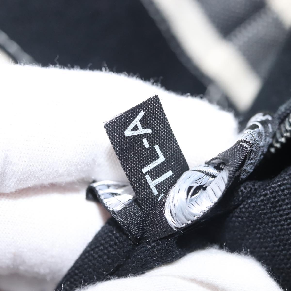 HERMES Cannes PM Hand Bag Canvas White Black Auth hk3009