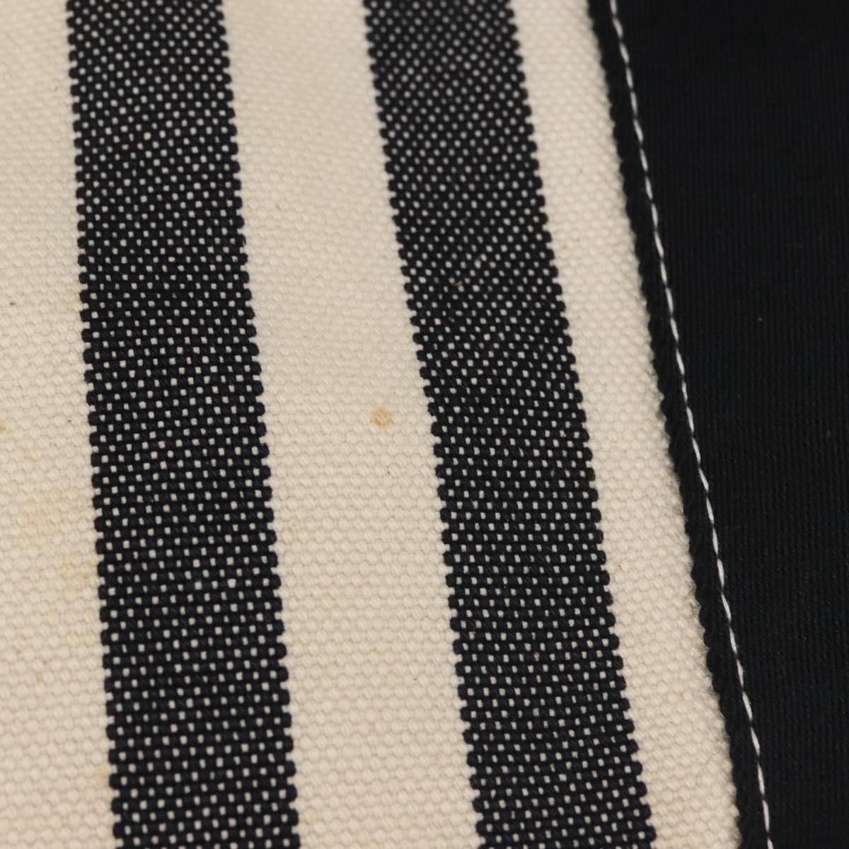 HERMES Cannes PM Hand Bag Canvas White Black Auth hk3009