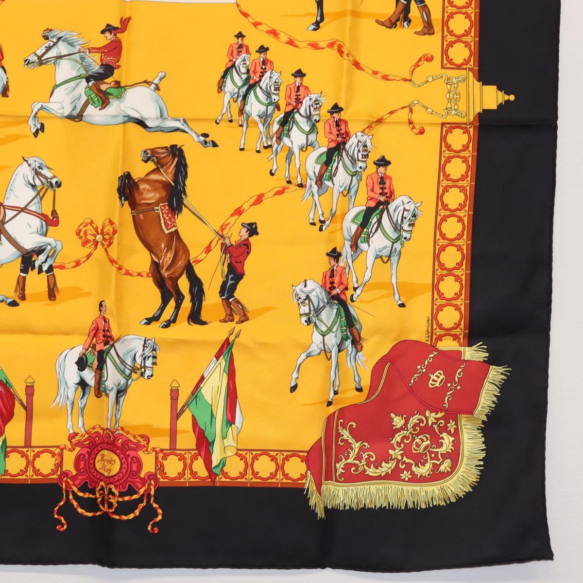 HERMES Carre 90 Scarf ""Real Escuela Andaluza Del Arte Ecuestre "" Auth hk3013
