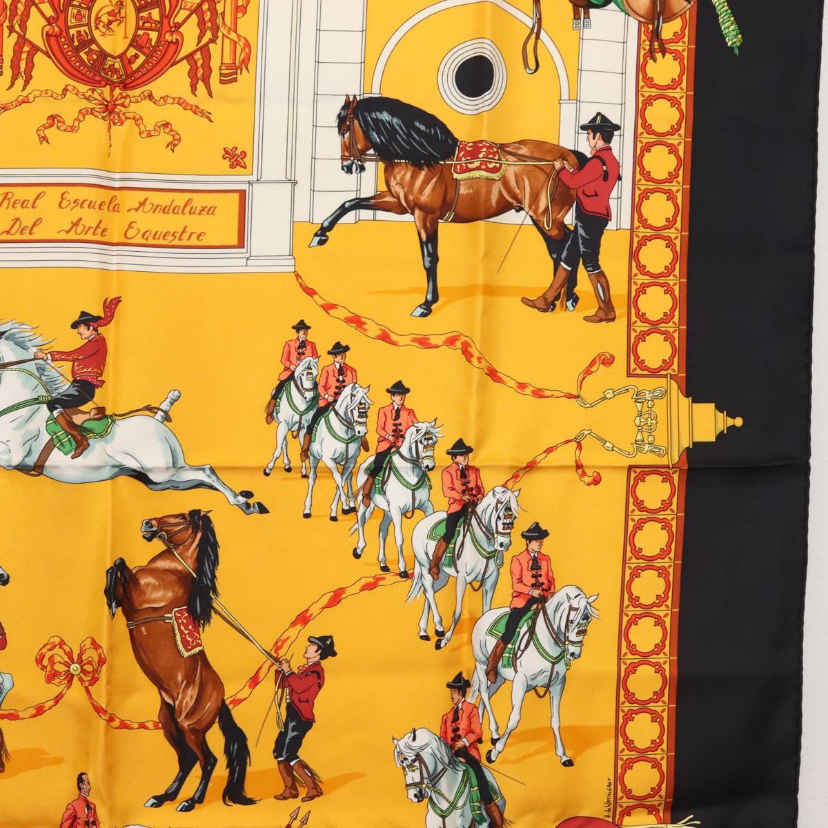HERMES Carre 90 Scarf ""Real Escuela Andaluza Del Arte Ecuestre "" Auth hk3013