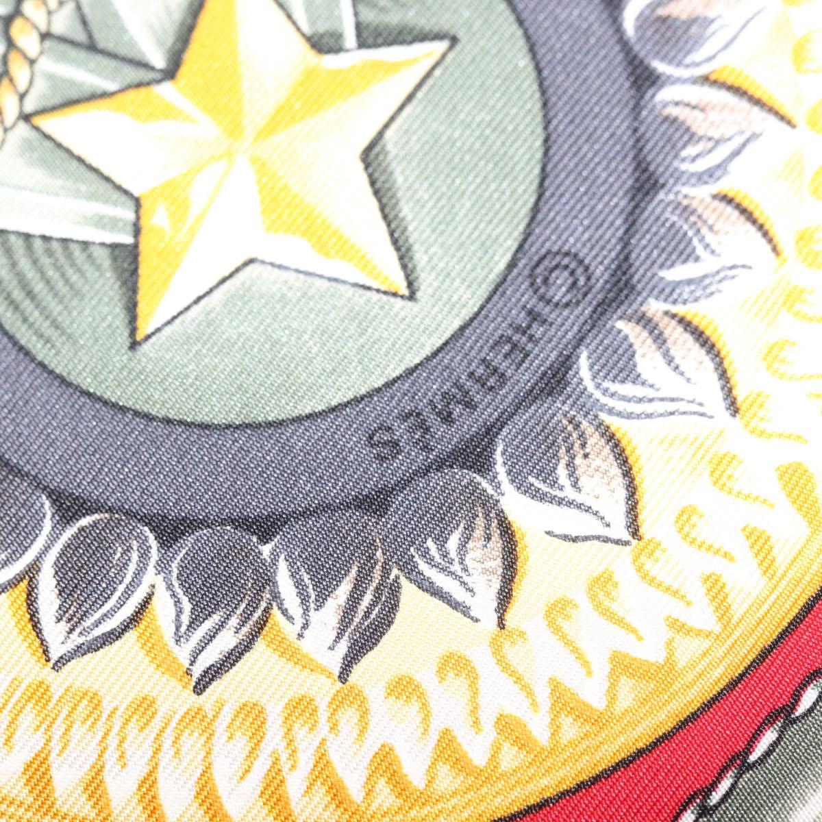 HERMES Carre 90 Scarf ""CHEVAUX DE TRAIT "" Silk Red Auth hk3015