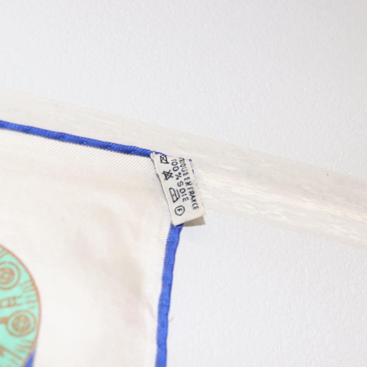 HERMES Carre 90 Scarf ""TORANA"" Silk White Auth hk3016