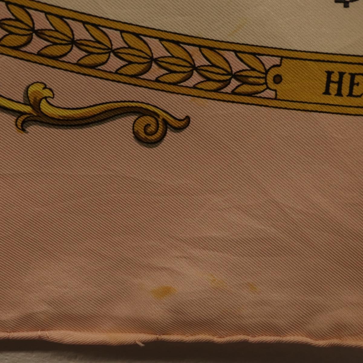 HERMES Carre 90 Scarf ""LA PROMENADE"" Silk Pink Auth hk3017