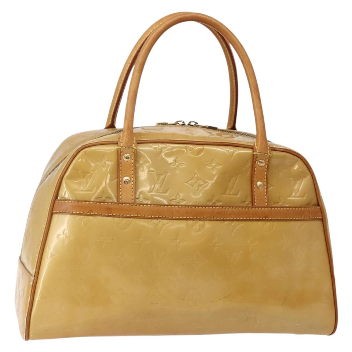 LOUIS VUITTON Monogram Vernis Tompkins Square Hand Bag Beige M91149 Auth hk3021