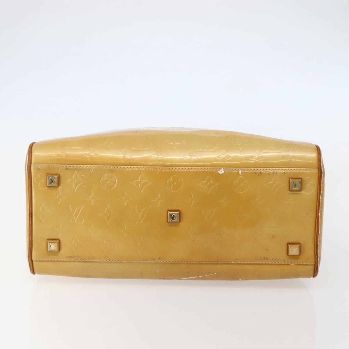 LOUIS VUITTON Monogram Vernis Tompkins Square Hand Bag Beige M91149 Auth hk3021