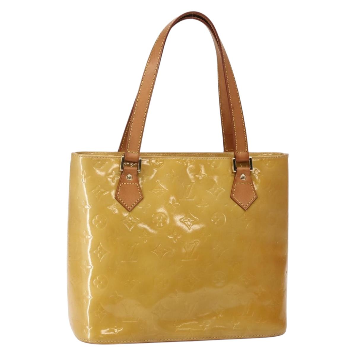 LOUIS VUITTON Monogram Vernis Houston Hand Bag Beige M91004 LV Auth hk3041