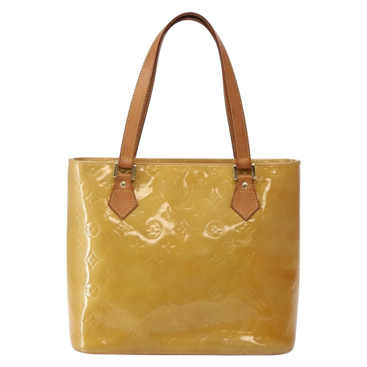 LOUIS VUITTON Monogram Vernis Houston Hand Bag Beige M91004 LV Auth hk3041