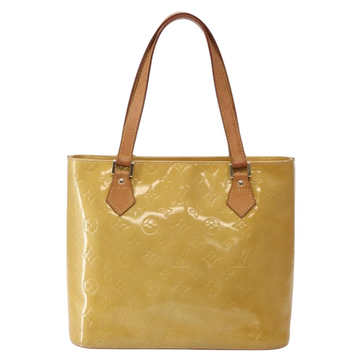 LOUIS VUITTON Monogram Vernis Houston Hand Bag Beige M91004 LV Auth hk3041