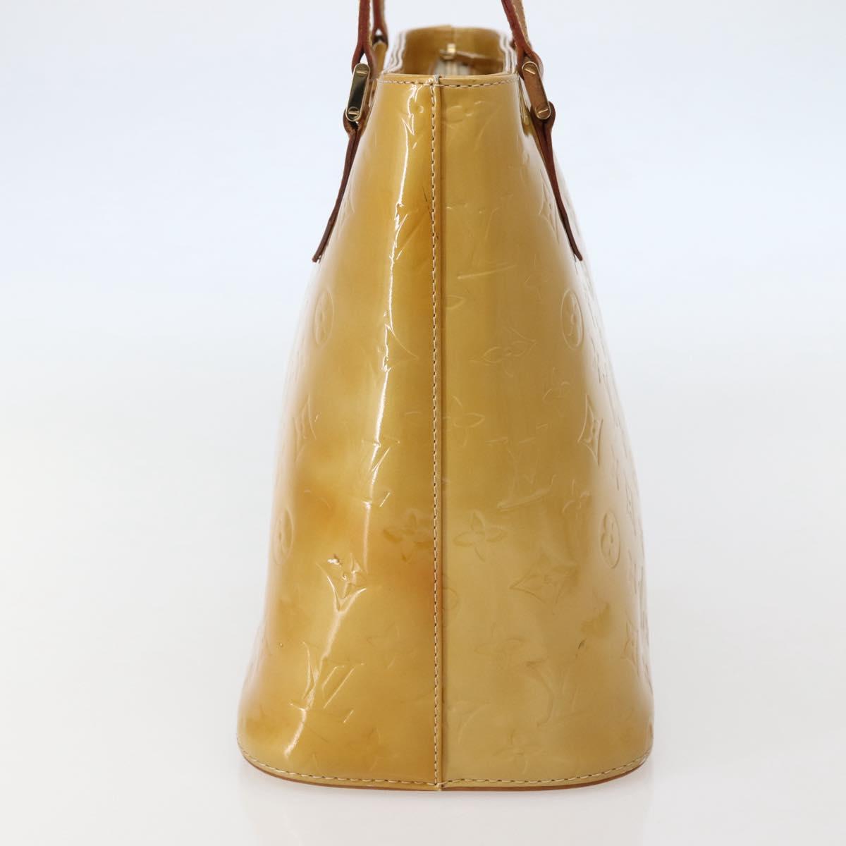 LOUIS VUITTON Monogram Vernis Houston Hand Bag Beige M91004 LV Auth hk3041