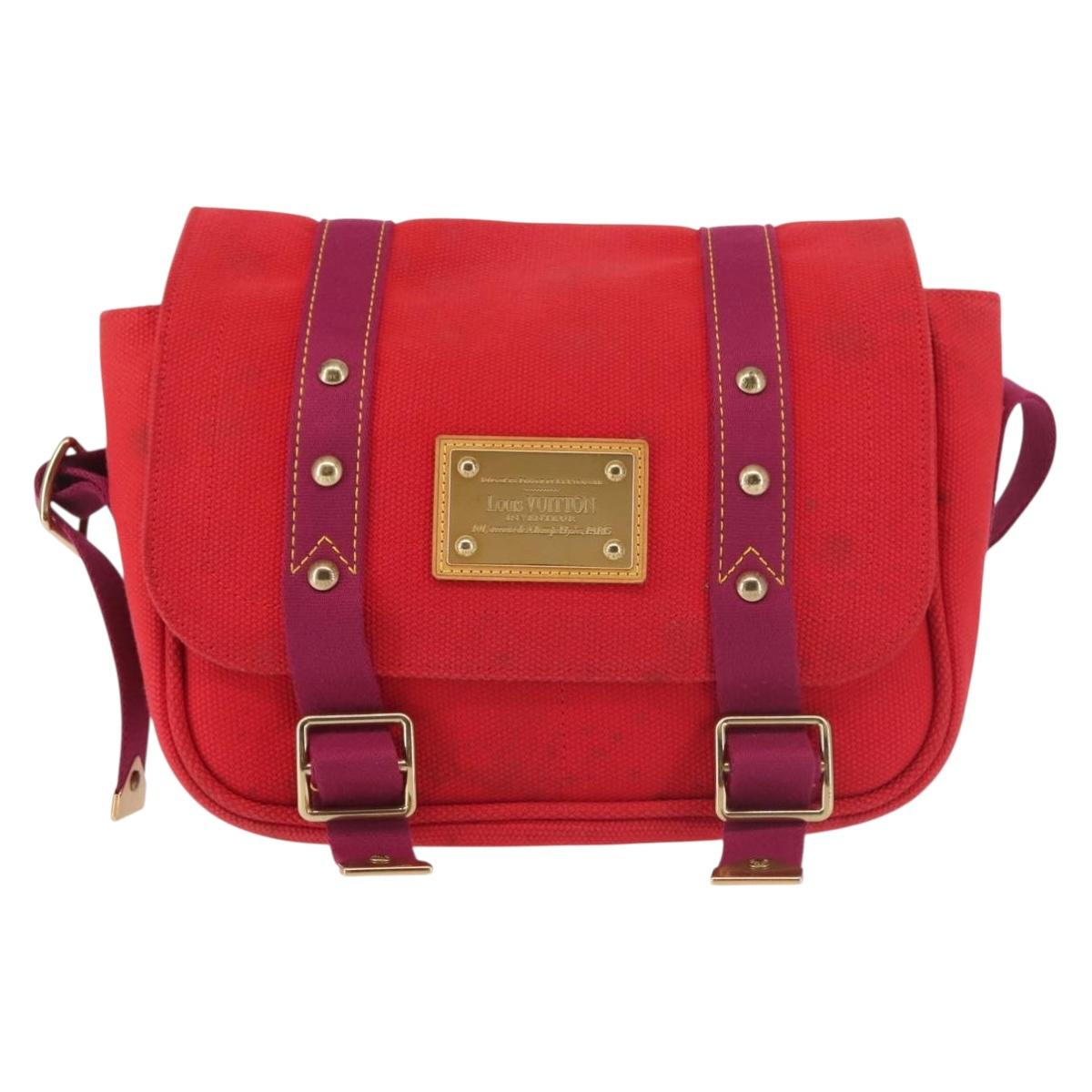 LOUIS VUITTON Antigua Buzzus PM Shoulder Bag Red Purple M40040 LV Auth hk3049