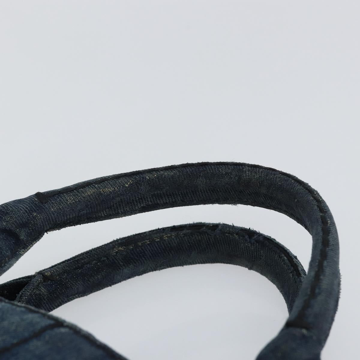 PRADA Canapa PM Hand Bag Denim Blue Gold Auth hk3051