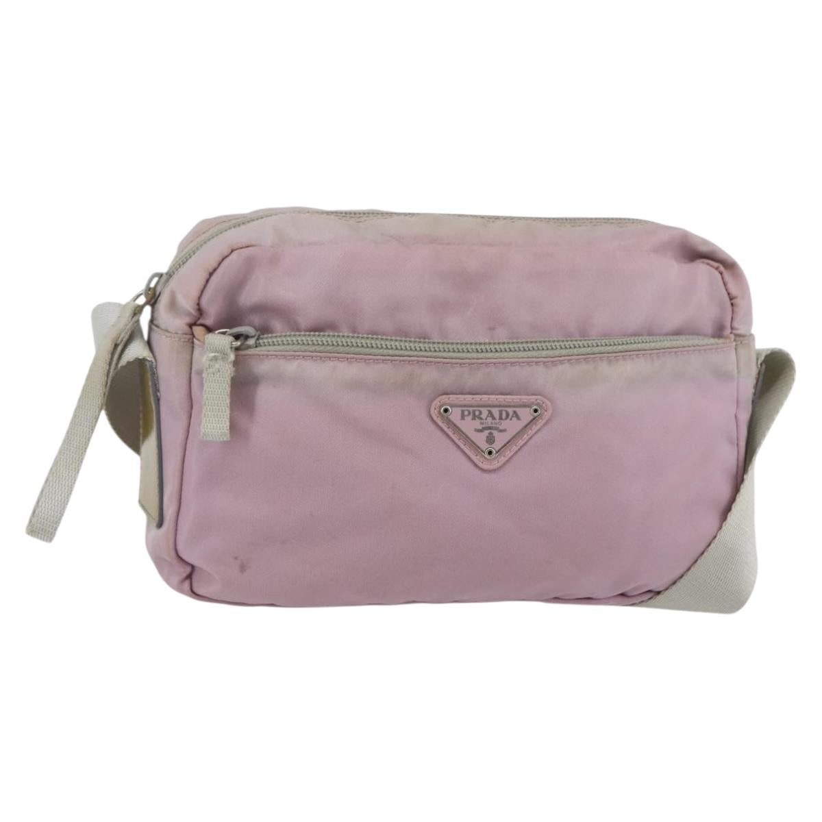 PRADA Shoulder Bag Nylon Pink Silver Auth hk3053