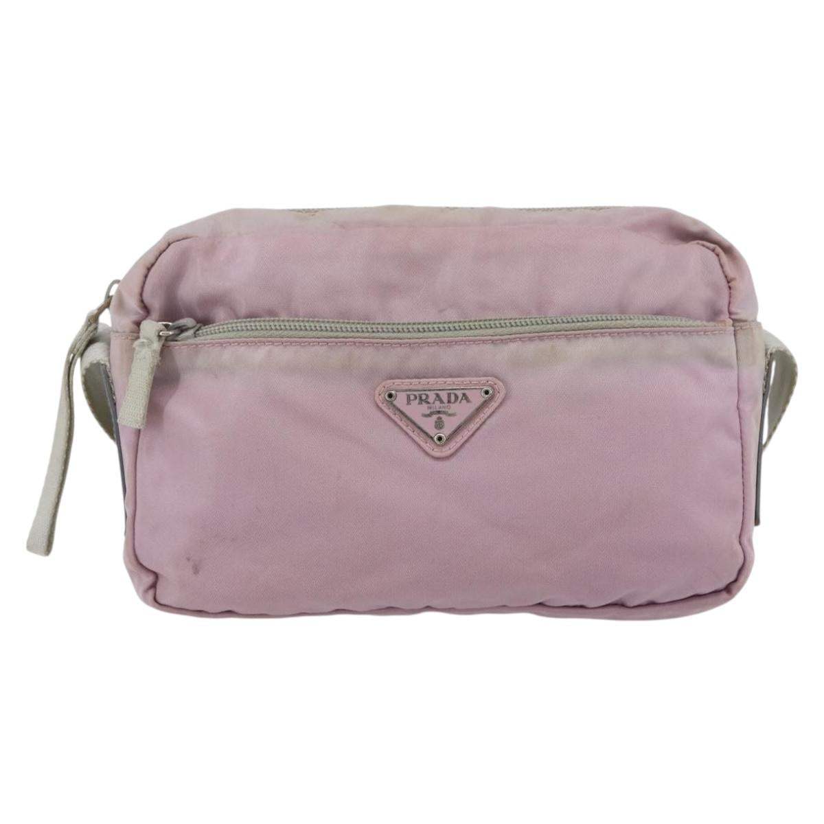 PRADA Shoulder Bag Nylon Pink Silver Auth hk3053