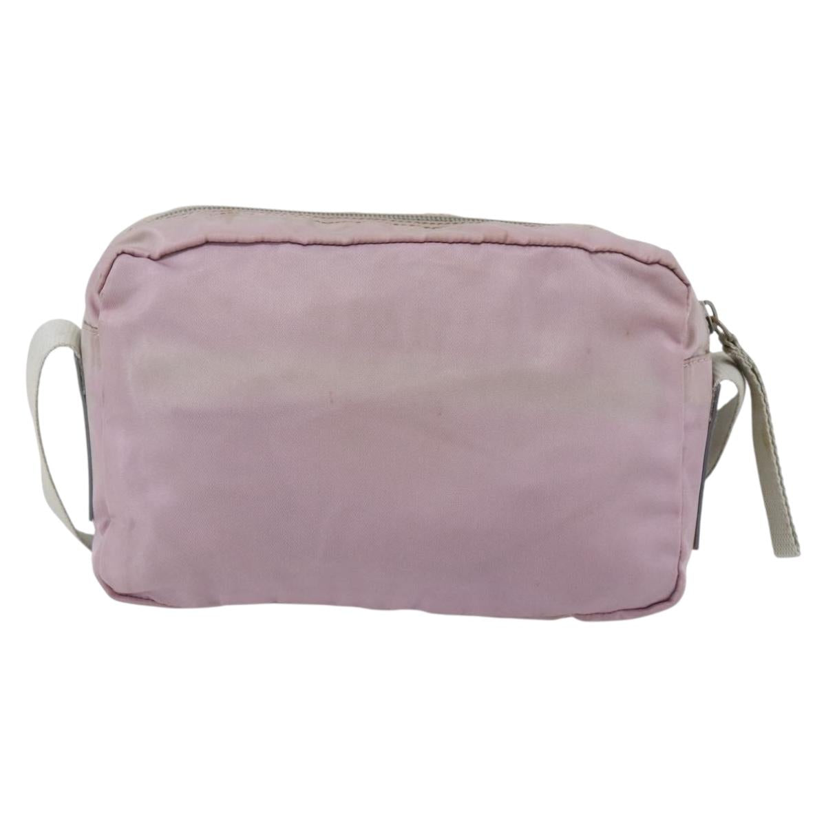 PRADA Shoulder Bag Nylon Pink Silver Auth hk3053