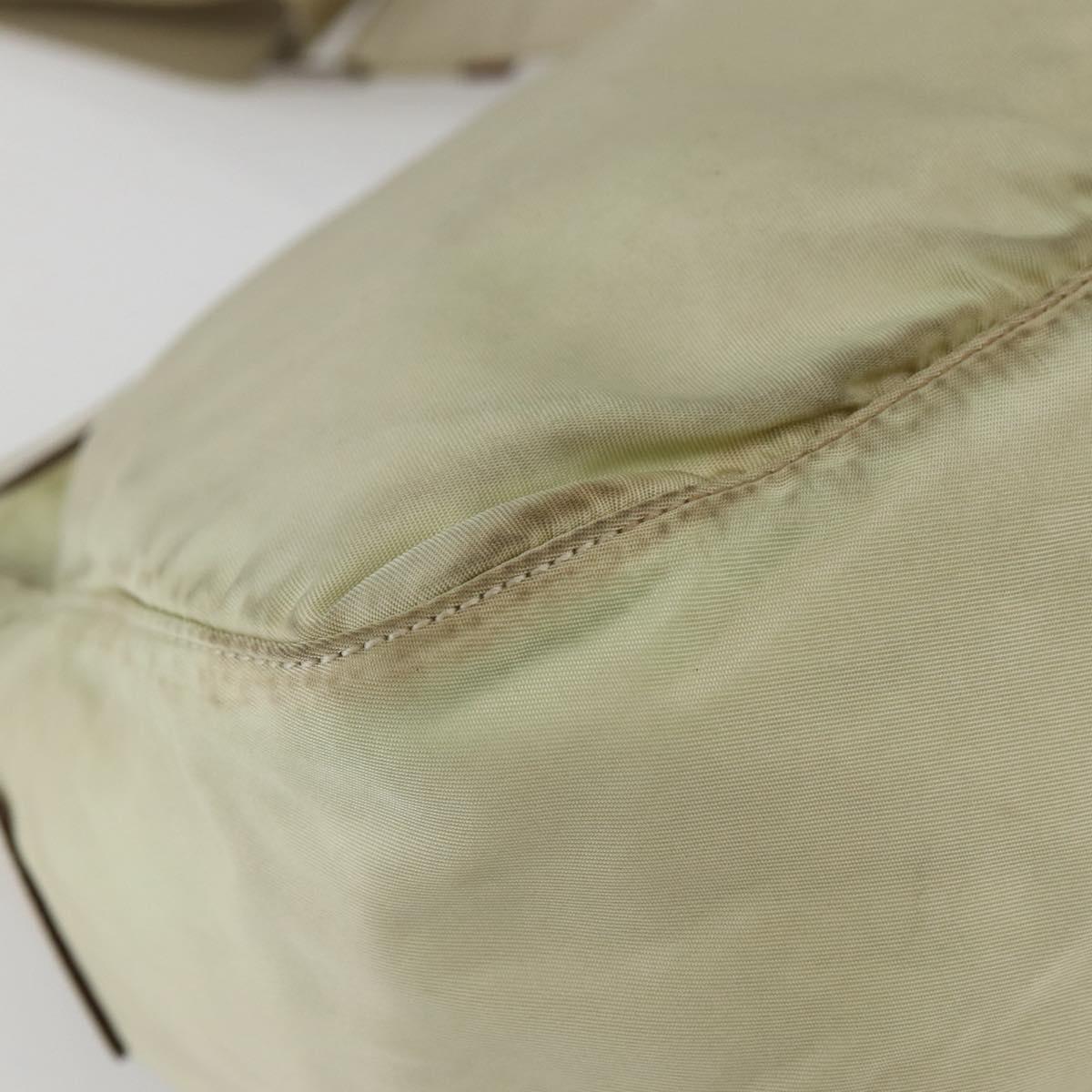 PRADA Shoulder Bag Nylon Beige Silver Auth hk3054